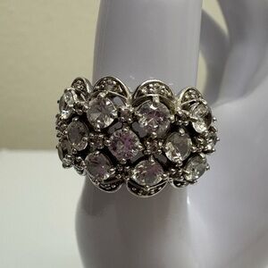 Elegant White Topaz Silver Statement Ring